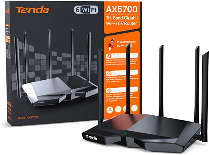 Tenda AXE5700 Tri-Band WiFi 6E Router(RX27 Pro)