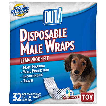 OUT! Disposable Male Dog Diapers | Ultra-Absorbent, Leak-Proof Disposable Wraps
