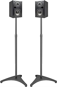 Speaker Stands Adjustable Height Floor Stands Extends 30 to 45 Heavy Duty up to 8 lbs Capacity Universal Satellite Speaker Stands for Home Theater Surround Sound Bookshelf Speakers by PERLESMITH