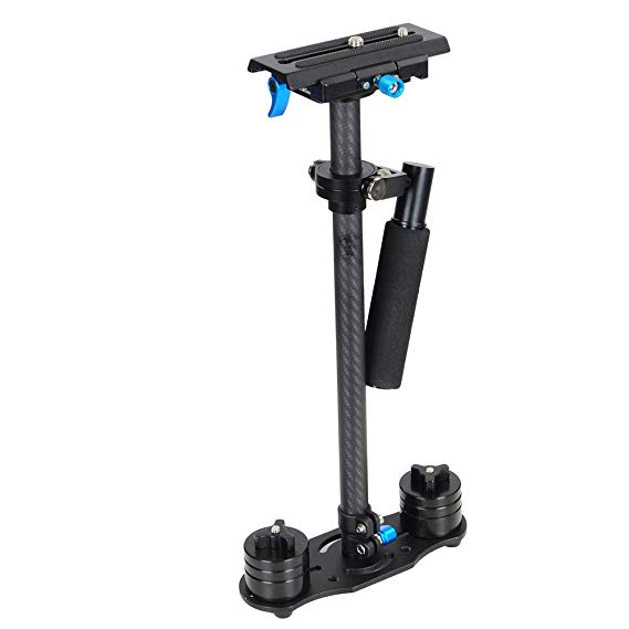 AW Carbon Fiber Handheld Camera Stabilizer 15"-24" with 1/4" 3/8" Quick Release Plate for 5.5lbs DSLR Video Camcorder