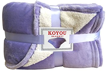 Super Soft Royal Purple Borrego Blanket Throw Queen or Full Size Bed
