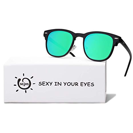 SOJOS Semi Rimless Polarized Sunglasses for Men and Women Half Horn Rimmed Glasses SJ5018 SJ1071