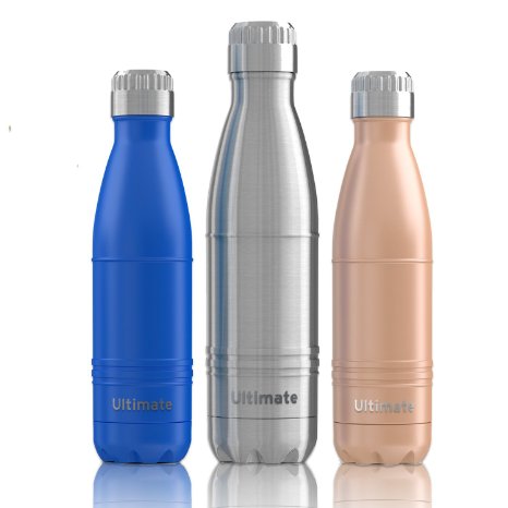 Ezisoul Ultimate Stainless Steel Insulated Water Bottle - No Leaks, Sweating or Toxins - Three colors - 17oz/25oz