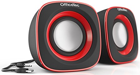 OfficeTec USB Speakers Compact 2.0 System for Mac and PC (Red)