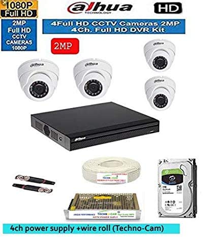 DAHUA Full HD 2MP Cameras Combo KIT 4CH HD DVR  2 Bullet Cameras   2 Dome Cameras 1TB Hard DISC  Wire ROLL  Supply & All Required CONNECTORS