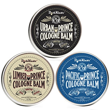 Prince Solid Cologne Balms Gift Set Fragrance by BushKlawz - Full Size 1 oz Tins of Each our Famous Solid Colognes, Lumber Pacific and Urban - Christmas Holiday Bearded Man Special Gift Deal Sale Men