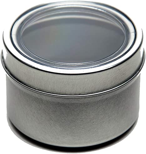 4 oz Applause Magnetic Versatile Food & Spice Storage Tins, BPA Free, Rigid Clear Window Lid, Food Grade Tinplate Steel (1/2 cup (12 tins))