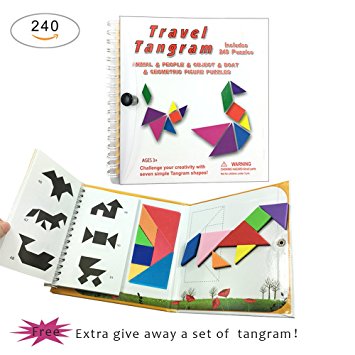 240 Puzzles Magnetic Travel Tangram Game Tangrams jigsaw with Answer Kid Adult Challenge IQ Educational Toy For 3-100 Years Old