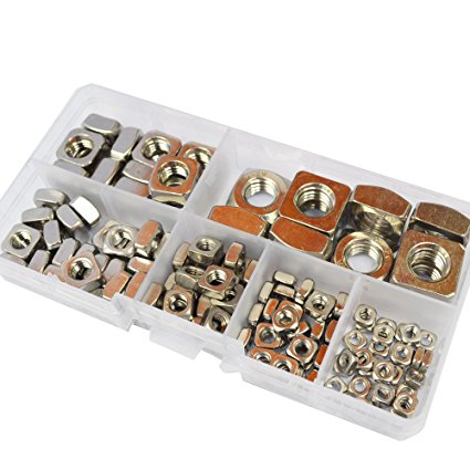 Square Nuts M3 M4 M5 M6 M8 M10 Metric Assortment Kit Nut 304 Stainless Steel 140Pcs