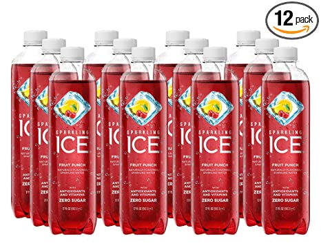 Sparkling ICE Fruit Punch Sparkling Water, with Antioxidants & Vitamins, Zero Sugar, 17 Fl Ounce Bottles (Pack Of 12)