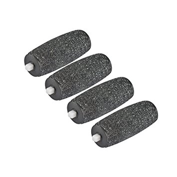 Professional Pedicure Replacement Roller Heads - Compatible with Most Electronic Pedicure Foot Files- With Diamond Crystals- Medium Coarse & Refills - Professional Grade, (4 Count)