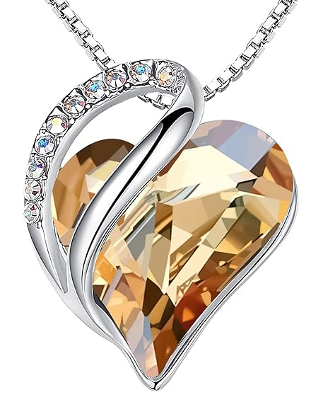 Leafael Infinity Love Heart Necklace, Birthstone Necklace for Women with Healing Crystal, Allergy-Free necklace chain, Jewelry Gift for Women, Pendant for Women with Gift Box, 18 2 Inch chain Extender