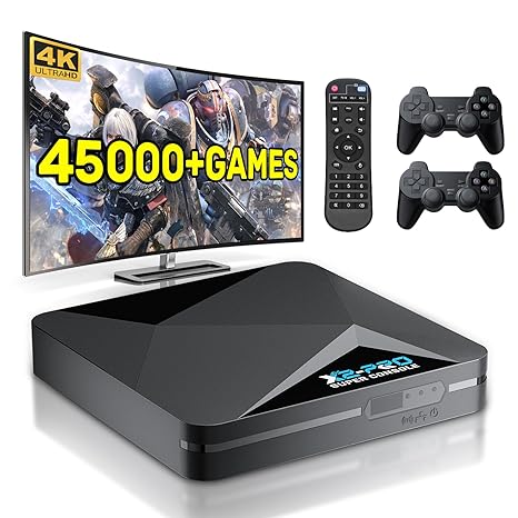 Kinhank Super Console X2 Pro Video Game Console Built-in 45000  Games, Android 9.0/CoreELEC/Emuelec 4.6 3 System In One, S905X2 Chip, 4K UHD Output,2.4G/5G, BT 5.0