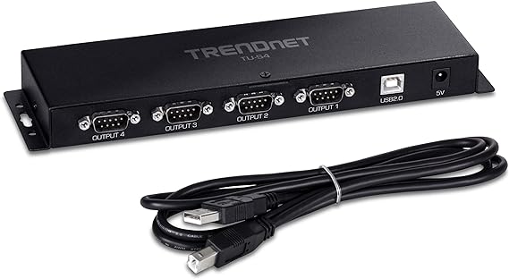 TRENDnet TU-S4, 4-Port USB to Serial RS232 Hub, Black