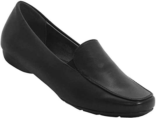 Boulevard Womens Ladies Black Slip On Twin Gusset Casual Flat Office Work Shoes Loafers UK Size 3-9