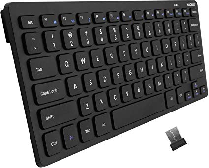 Macally 2.4G Wireless Keyboard Mini - Low Profile & Compact - Small Keyboard for PC Computer, Desktop, Laptop, Surface Pro, Smart TV - Compatible with Windows 10/8/7/Vista/XP, etc.