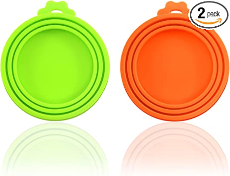 2 Pcs Can Covers Silicone Pet Food Can Lid Covers for All Standard Size Dog and Cat Can Tops, Multicolor