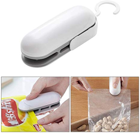 Mini Bag Sealer, Handheld Heat Vacuum Sealers, 2 in 1 Heat Sealer and Cutter Handheld Portable Bag Resealer Sealer for Plastic Bags Food Storage Snack Fresh Bag Sealer (Battery Not Included)