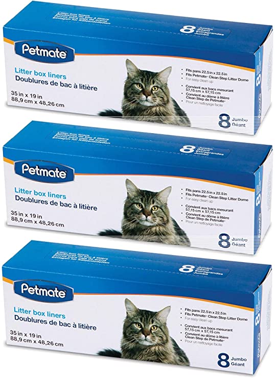 Petmate 24 Pack of Booda Dome Clean Step Cat Box Liners Jumbo, 3 Boxes Each Containing 8 Liners