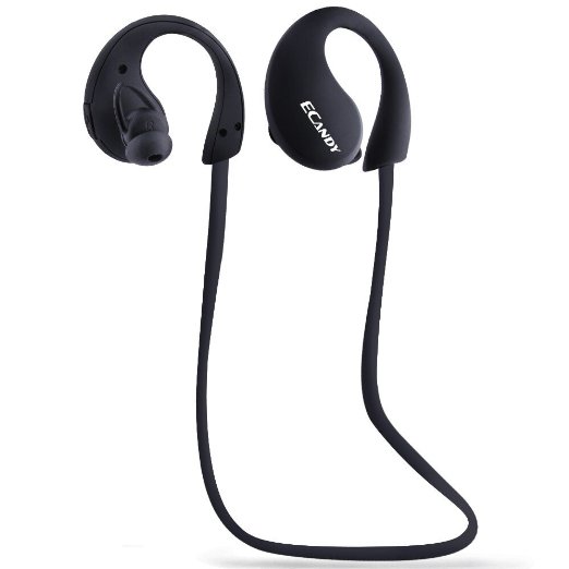 IP66 Bluetooth Headsets Ecandy Bluetooth Noise Cancelling Wireless Stereo Sport Headset Headphones for iPhone 65s5c5 iPhone 4s4 Samsung Galaxy S6S5S4S3 LG and Other Bluetooth DeviceBlack