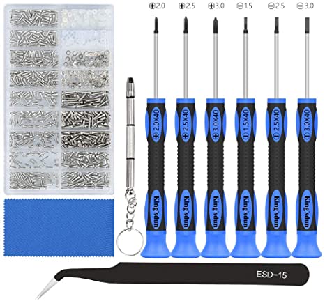 Eyeglass Repair Tool Kit, Glasses Precision Screwdriver Set with Eyeglass Screws Kit and Curved Tweezer in Assorted Size for Eyeglass, Sunglass, Spectacles & Watch Repair