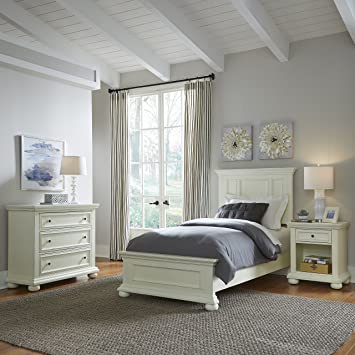 Dover White Twin Bed; Night Stand & Chest by Home Styles