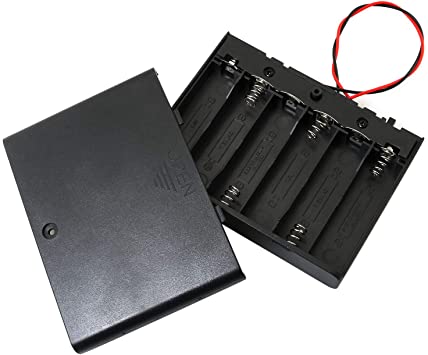 E-outstanding 9V Battery Holder 6X 1.5V AA Battery Storage Case Black Box with ON/Off Switch and Wire Leads