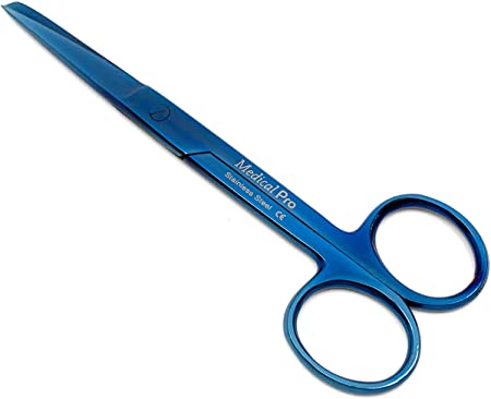 MEDICAL PRO-Medical and Nursing Operating Scissors Sharp/Blunt Straight;-Blue Titanium-Supreme Grade, Made of High Grade Surgical Stainless Steel, 5.5"-140-10003BT, by ProMax