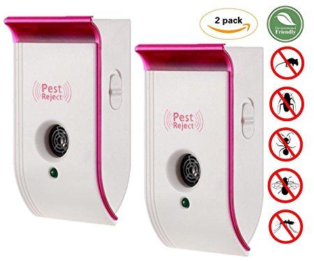Everteco Ultrasonic Pest Repeller, Electronic Plug In Insect Repellent,Enhanced Indoor Pest Control with Night Light for Cockroach, Rodents, Flies, Moquitos, Ants, Spiders, Fleas, Mice (Pack of 2)