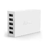 Aukey 5-Ports 40W8A Wall Charger with AlPower Tech - Retail Packaging - White