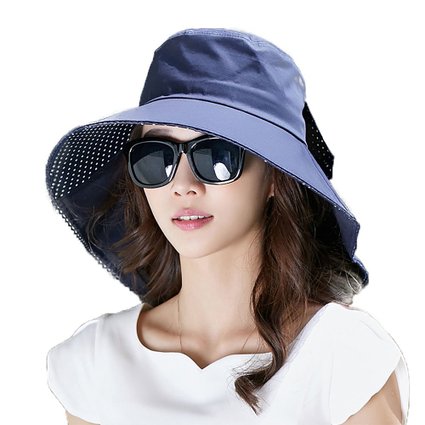 Siggi Summer Bill Flap Cap UPF 50  Cotton Sun Hat with Neck Cover Cord for Women