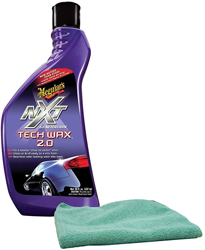 Meguiar's NXT Generation Tech Wax 2.0 Liquid Wax (18 oz) Bundle With Microfiber Cloth (2 Items)