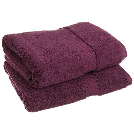 Superior 900 Gram 100% Premium Long-Staple Combed Cotton 2-Piece Bath Towel Set, Plum