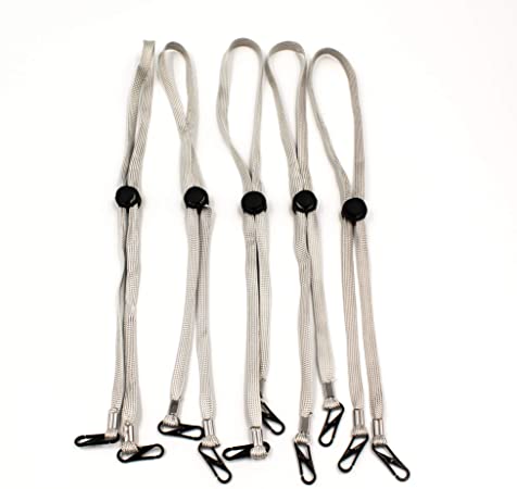 Mask Lanyard Straps for Back of Head - Handy & Convenient Safety Mask Holder & Hanger - Saver Senior Adults Mask Holders Extender Ear- Shipping from US - 5 PACK (Gray)