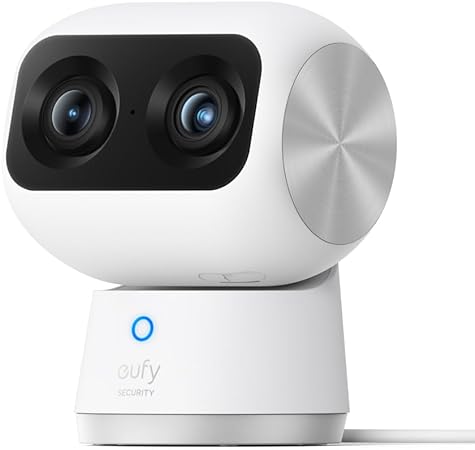 eufy Security Indoor Cam S350, Dual Cameras, 4K UHD Resolution Security Camera with 8× Zoom and 360° PTZ, Human/Pet AI, Ideal for Baby Monitor/Pet Camera/Home Security, Dual-Band Wi-Fi 6, Plug in