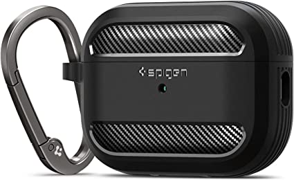 Spigen Rugged Armor Designed for Airpods Pro 2nd Generation Case (2022) Airpods Pro 2 Case Cover with Keychain - Matte Black