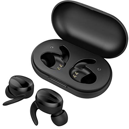 Waterproof Bluetooth Earbuds, Alpatronix HX500 BT 5.0 TWS IPX5 Wireless Sweatproof Sport Headphones & Headset w/Mic, Qi Compatible Charging Case, Running Stereo Earphones for Indoor & Outdoor - Black