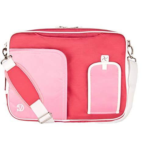 Vangoddy NBKLEA734 Pindar Messenger Bag for 13" to 14" Tablets and Laptops, Pink/White