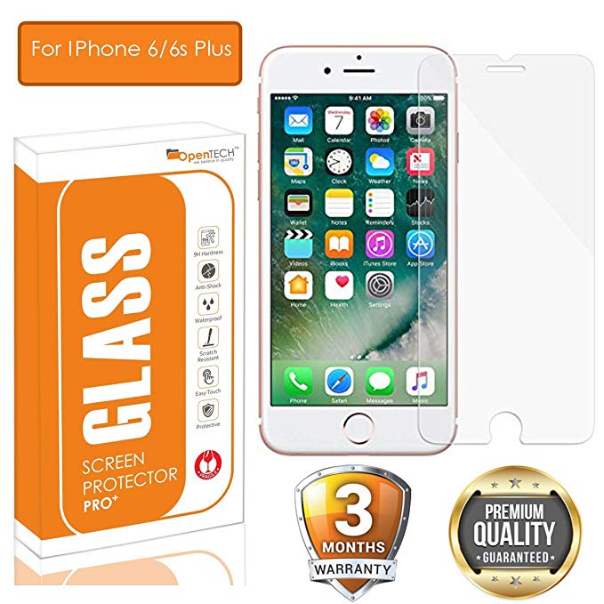 OpenTech® Tempered Glass Screen Protector for Apple iPhone 6 Plus / 6s Plus with Installation kit (2.5 D and Full Transparent)