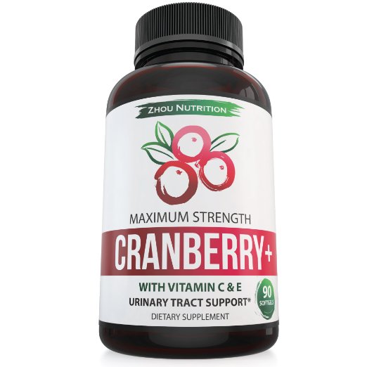 Cranberry  for Maximum Urinary Tract Support - Non GMO and Gluten Free Antioxidant Formula to Fight Infection and Immune System Support - Vitamin C and E for Bladder and Kidney Health - Once Daily Softgels