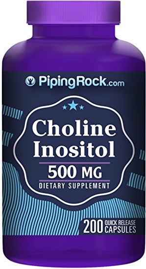 Piping Rock Choline Inositol 500 mg 200 Quick Release Capsules Dietary Supplement