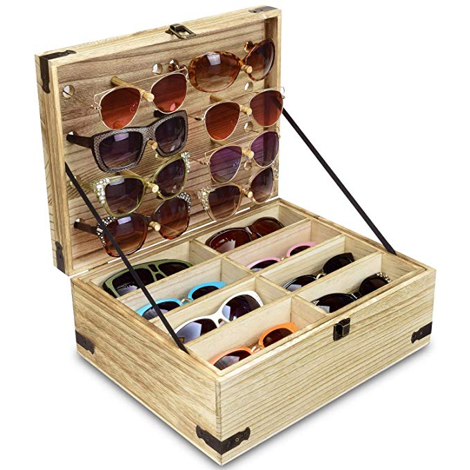 Ikee Design Wooden Eyeglasses Sunglasses & Eyewear Display Storage Case Stand Display Holder