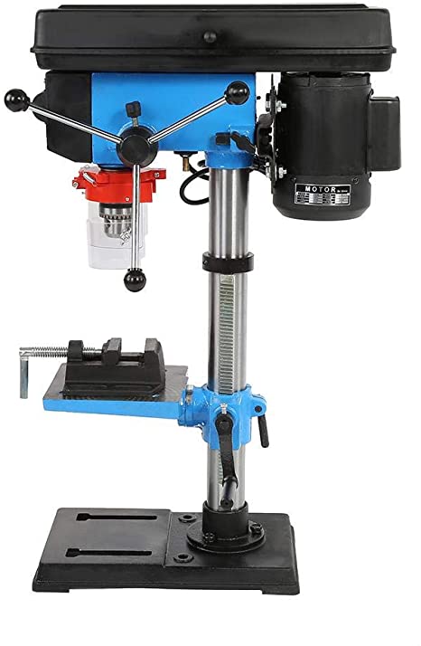 Bench Drill, Bench Pillar Drill Press & Steel Vice 550W 16mm Chuck Bench Top Mounted Blue/Black UK Plug 220V