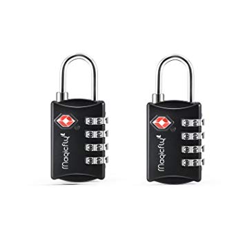 Magicfly Padlock / TSA Approved Luggage Travel Suitcase Lock / 4- Digit Combination Cable Lock (2X Black)