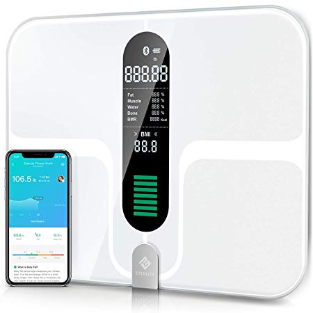 Etekcity Smart Bluetooth Body Fat Scale - Digital Bathroom Weight Scale with 12 Essential Measurements, Large Platform and Clear LCD Display, ITO Conductive Glass, FDA Approved, 400lb(180kg)