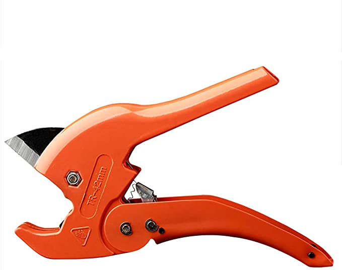 QWORK PVC Cutter Ratchet-type Pipe Cutters for Cutting PEX, PVC, and PPR Plastic Hoses and Plumbing Pipes up to 1-5/8", Ideal for Home Working and Plumbers