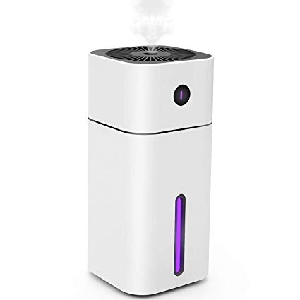 Mini Cool Mist Humidifier Portable - Personal 180ML and 7 Colors LED Night Light with USB - Whisper Quiet Operation Automatic Shut-Off with Adjustable Mist Mode for Home/Office/Bedroom/Baby Room-White
