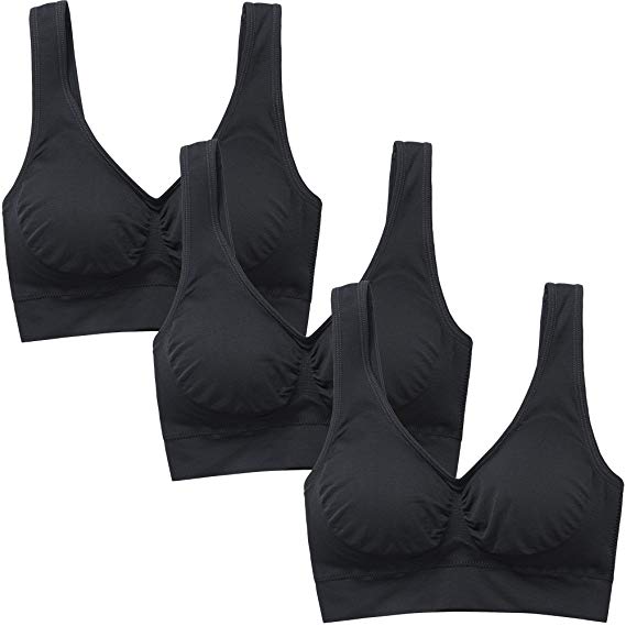 BAOMOSI Women's Freedom Seamless Wireless Sports Bra with Removable Pads Underwear Pack of 3 or 4