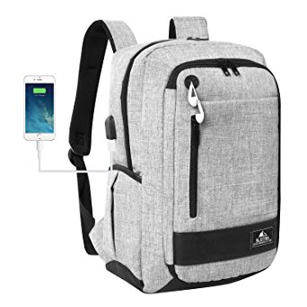 Laptop Backpack for Men Women with USB Charging Port Lightweight Work Travel 15 15.6 Inch Laptop Computer Backpack School bag Grey