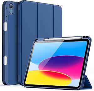 JETech Hülle für iPad 10 (10,9 Zoll, Modell 2022, 10. Generation) mit Stifthalter, Dünne Tablet Schutzhülle mit Weicher TPU Rückseite mit Auto Schlafen/Wachen (Navy)